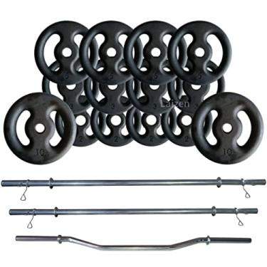 Imagem de Kit Anilhas 60kg + Barra 160 + Barra 120 + Barra W