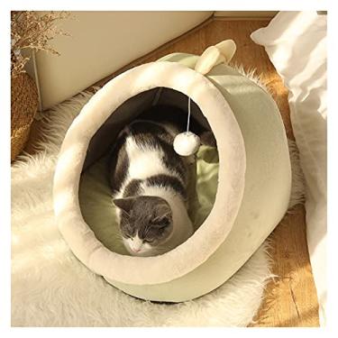 Imagem de Almofada para cães e gatos para animais de estimação, cama de gato doce, cesta quente para animais de estimação, almofada aconchegante para gato, casa, barraca muito macia, pequena para tapete lavável na caverna e gatos (cor: D, tamanho: M (40 x 40 x 32 cm)
