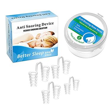 Imagem de 4 unidades/conjunto de clipe de nariz anti-ronco Dispositivo de solução para ronco de silicone rolha de ronco e dilatador nasal para dormir
