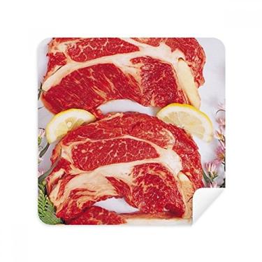 Imagem de Bife de carne crua alimentos textura óculos pano limpador de tela tecido de camurça pacote com 2