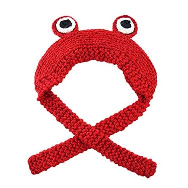 Imagem de Chapéu crochê tricotado para o inverno, gorro fodesenho animado sapo olhos grandes para foto