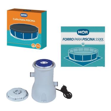 Imagem de Kit Filtro 2200 L/h + Capa + Forro Para Piscina 5500 Litros - Mor