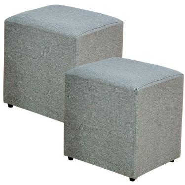 Imagem de Kit 02 Puffs Quadrado Decorativo Sala de Estar Linho - Lyam Decor