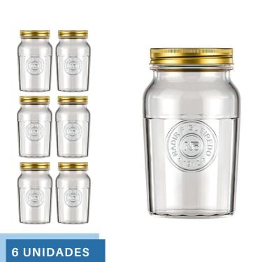 Imagem de 6 Pote Americano Mantimento Café Vidro Vintage 1L Nadir