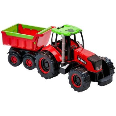 Trator Brinquedo Infantil Educativo Didático Com Carreta Grande