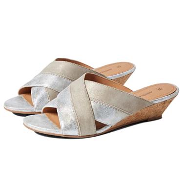 Imagem de Johnston & Murphy Marlena Cross Band Slide Silver/Gold Metallic Suede 7.5 M