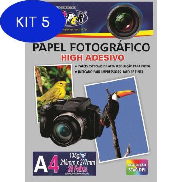 Imagem de Kit 5 Papel Fotográfico Adesivo Off Paper A4 - 20 folhas