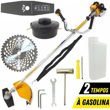 Imagem de Roçadeira Vulcan VR260H 2T 26CC 0,9HP Forte e Econômica com Lâmina 2 Pontas + Lâmina Circular Videa de 40 Dentes Ideal Para Manutenção dos Gramados