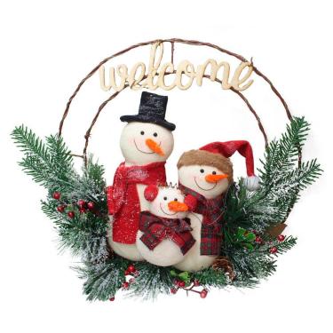 Imagem de Guirlanda Natalina Enfeite De Porta Boneco De Neve 50cm