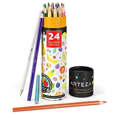 Imagem de Arteza Kids Lápis de cor perfumado, conjunto de 24 lápis de cera fáceis de segurar, forma triangular, pré-afiado, material de arte e escola para tempo de artes e artesanato, desenho e rabiscos