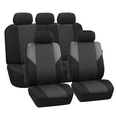 Imagem de FH Group FB064GRAY115 Capa de assento cinza entrelaçada atemporal (conjunto completo de airbag pronto e banco dividido), cinza
