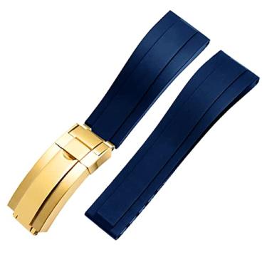 Imagem de HAODEE Pulseira de silicone para pulseira de relógio Rolex com fivela dobrável esportiva 20mm 21mm pulseira de relógios de pulso de borracha masculina (cor: 10mm fecho de ouro, tamanho: 20mm)