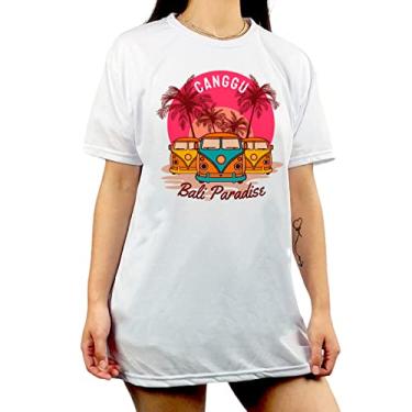 Imagem de Camisetao Feminino Branco Vans Kombis Coqueiros Tropical Cangu Bali Paradise (M)