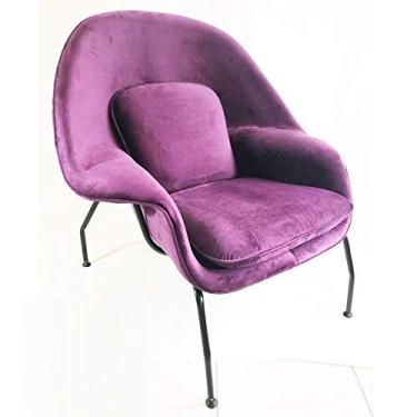 Imagem de Poltrona Womb Chair tecido veludo lilás base preta - Poltronas do Sul