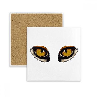 Imagem de Decoração de olho de raposa de desenho animado quadrado, porta-copos para caneca subplaca suporte isolante pedra