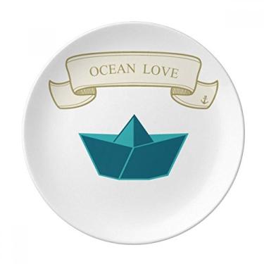 Imagem de Prato de barco de porcelana decorativa dobrável de papel Ocean Love Sea Sailing Salver para mesa de jantar
