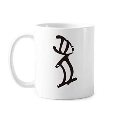 Imagem de Bones Inscriptions Caneca de cerâmica de coelhos do zodíaco chinês Caneca de porcelana de café