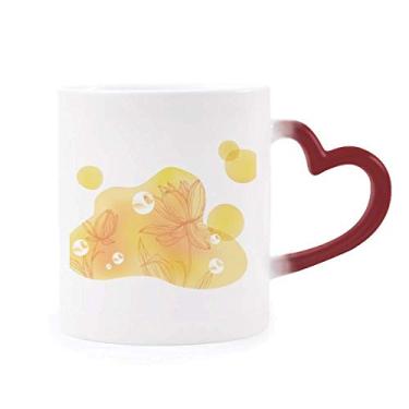 Imagem de Caneca de flor de flor de lótus sensível ao calor Caneca vermelha muda de cor