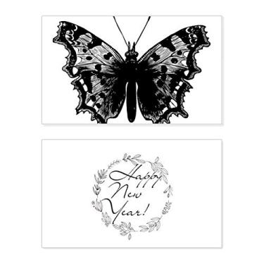 Imagem de Amostra de borboleta negra Festival Ano Novo Cartão de felicitações Bless Message Present