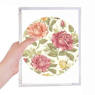 Imagem de Caderno de flores em aquarela rosa envelhecida com folhas soltas diário recarregável