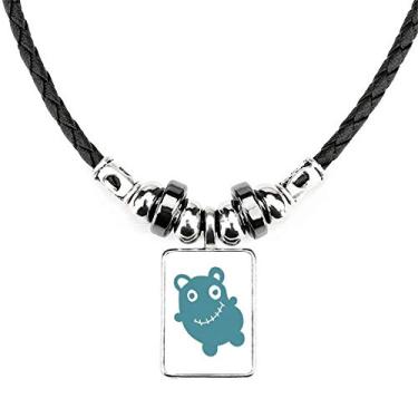 Imagem de DIYthinker Alien Creature Bear Necklace Jewelry Torque Leather Rope Pendant