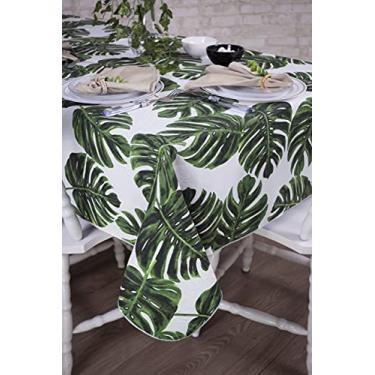 Imagem de Toalha de Mesa Retangular em Tecido Jacquard Estampado Floral Costela de Adão Verde (1,40 x 1,40)