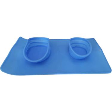 Imagem de Comedouro e Bebedouro Silicone Redondo Azul - Tam. Único