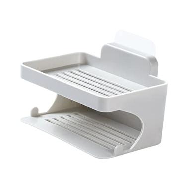 Imagem de Baoblaze Saboneteira 2 camadas saboneteira montada na parede para cozinha, CINZENTO