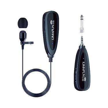 Imagem de KIMAFUN Sistema de microfone de lapela sem fio, microfone de lapela sem fio de 2,4 G com receptor de 3,5 mm para PC, laptop, iPhone, câmera DSLR, alto-falante PA, YouTube, podcast, gravação de vídeo,
