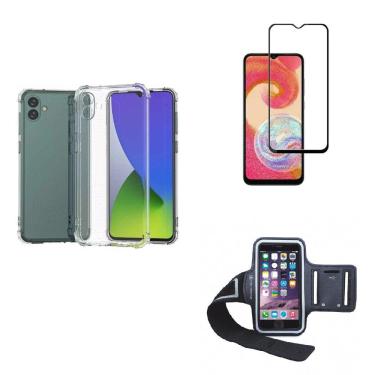 Imagem de Kit Braçadeira Samsung Galaxy A04e + Película De Vidro 3D + Capa
