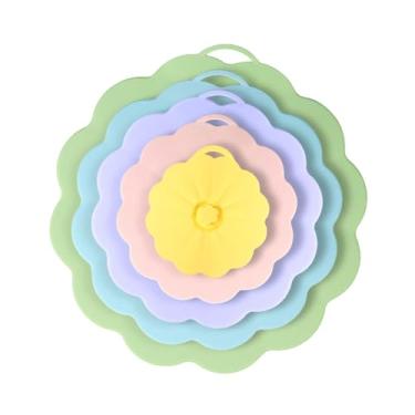 Imagem de Ｂｅｓｇａ 5x Tampa de Silicone Micro-ondas Splatter Capa Hermética Vedação Vazamento Tampas de Sucção de Alimentos Tampa de Vedação para Frigideira Panela Placa, multicolorido, Tamanho real