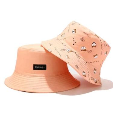 Imagem de Boné Chapéu Bucket Hat Dog Shiba Dupla Face Rosa Cachorro - Bulier Mod