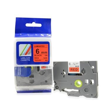 Imagem de Fita Refil Compatível TZ-411 TZe-411 Vermelha 6mm para Rotulador Brother PT-H105 PT-H110 PT-D200 PT-D210 PT-D400 PT-D410 PT-D600 PT-D610BT PT-P300BT P-Touch Cube