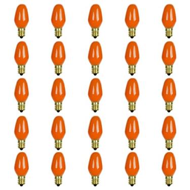 Imagem de Sunlite 7C7/O Incandescente 7 Watt, Baseado em Candelabro, Lâmpada Colorida C7, Laranja, Pacote com 25