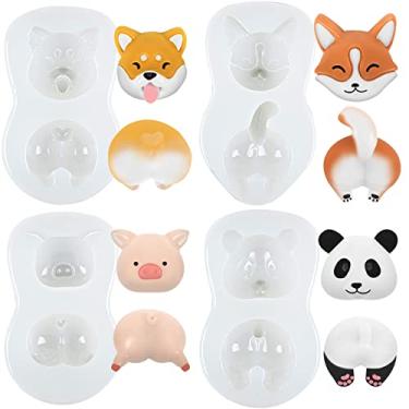 Imagem de Molde de silicone para doces de cabeça e bumbum, porquinho, filhote, raposa, panda de 2,5 cm, topo de cupcake, chocolate, artesanato de argila de polímero, fundição de joias de resina epóxi