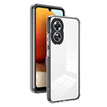 Imagem de XINYEXIN Capa transparente para Oppo A17 4G, capa de telefone antichoque com borda colorida, TPU + PC Bumper Crystal Clear Case - Preto