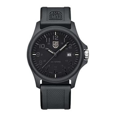Imagem de Luminox Relógio masculino G Patagonia 43 mm – Relógio militar com função de data, resistente à água até 100 m – Diferentes variações, Caixa: Preto, Mostrador: Preto, Pulseira: Preto, Número: Cinza