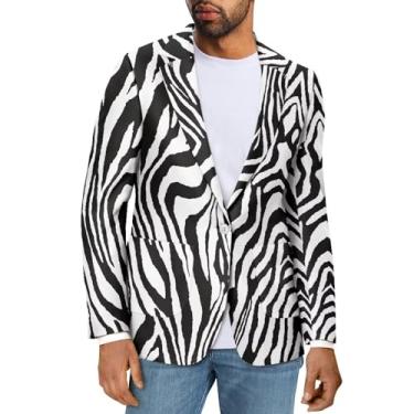 Imagem de Sprowallow Blazer masculino casual com um botão, casaco esportivo slim fit, lapela notched, blazer, jaqueta leve para negócios, Listra de ze, Large
