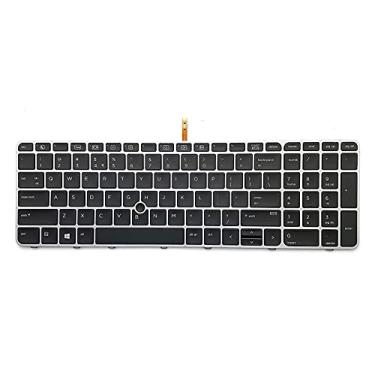 Imagem de Teclado americano com ponteiro para laptop HP EliteBook 850 G3 / 850 G4 / 755 G3 / 755 G4 com moldura prateada