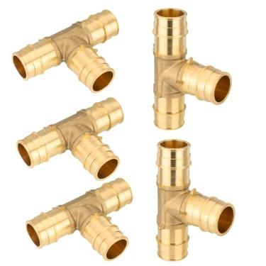 Imagem de GUOFIS Conexões de expansão PEX-A de 1/5.1 cm, T de latão F1960 Pex-a, PEX Expansion Fittings Tee para tubos Pex A (pacote com 5)