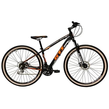 Imagem de Bicicleta Aro 29 Gti Roma Alumínio 21v Freio a Disco Garfo Suspensão Pneus Faixa Bege (Preto/Laranja, 15)