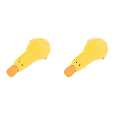 Imagem de 2 Pces Pato Cão Brinquedo Estridente, Dentes Interativos Limpeza de Pelúcia Cães Mastigar Brinquedo Companheiro do Cão para Cães Filhotes Animais de Estimação (amarelo)