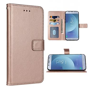 Imagem de FDCWTSH Compatível com Samsung Galaxy J7 Prime 2017 J 7 Skypro Sky Pro J7V V S727VL capa carteira alça de pulso capa flip capa suporte cartão capas de celular para Glaxay Halo 7J Perx J7prime ouro