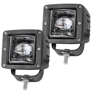 Imagem de Lâmpadas de LED, OFFROADTOWN 2 pçs 3" SAE Luzes de neblina Off Road Luzes de condução à prova d'água Quadradas LED Cubos Luz de trabalho para caminhão motocicleta ATV UTV Boat