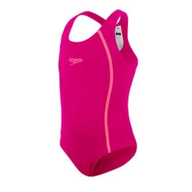 Imagem de Maiô Infantil, Speedo, Acqua Basic, Acquaplus Liso com Costas Nadador Fechada, tamanho 6 - Rosa
