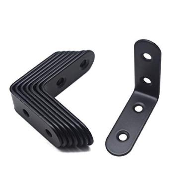 Imagem de Suporte de prateleira de canto em L de aço inoxidável MTMTOOL, suporte de ângulo resistente para pendurar na parede com parafusos preto, 50 x 17 x 50mm/2" x 0.7" x 2"