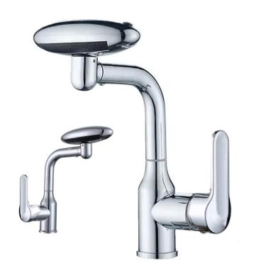 Imagem de Torneira Monocomando Cozinha Misturador Rotaçao 360 Graus Agua Quente Fria Quatro Jatos Mesa Bancada Moderno Luxo Banheiro Area Externa Multiuso