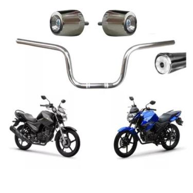 Imagem de Kit Guidão Pezinho Peso Moto Factor 125 Fazer 150 Yamaha Aço Carbono -