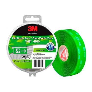 Imagem de Fita Dupla Face 3m Fixa Forte VHB 4910 Transparente / Verde 12mm x 5m 