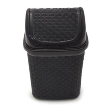 Imagem de Lixeira de Pia Prática Preta Tampa Basculante Rattan 4,5 Lts - Nitron